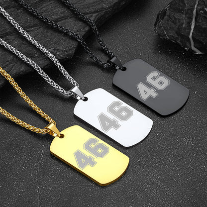 Custom Engraved Number Dog Tag Necklace for , Stainless Steel