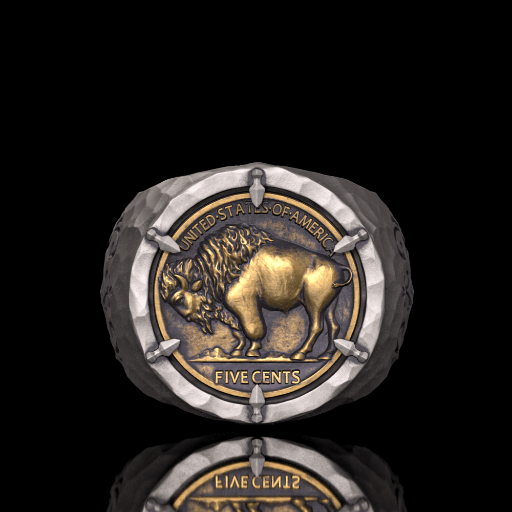 Customizable Buffalo Nickel Coin Sterling Silver Ring