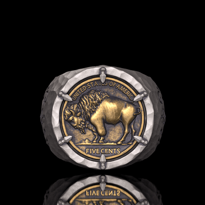 Customizable Buffalo Nickel Coin Sterling Silver Ring