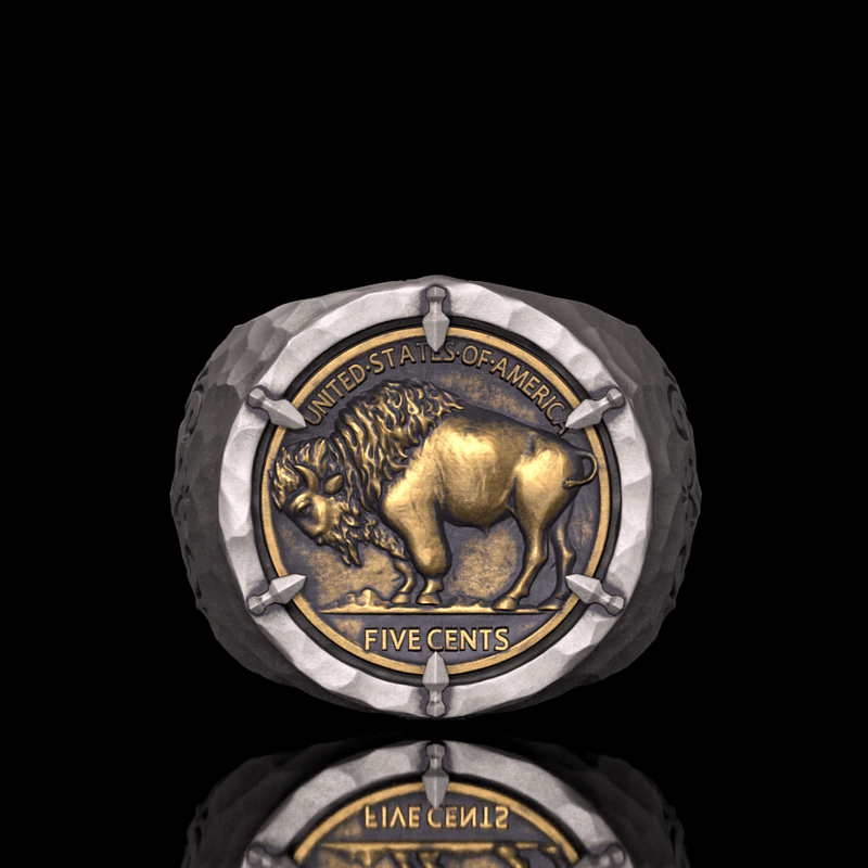 Customizable Buffalo Nickel Coin Sterling Silver Ring