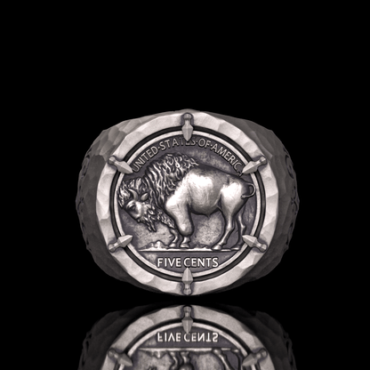 Customizable Buffalo Nickel Coin Sterling Silver Ring
