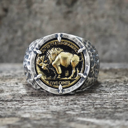 Customizable Buffalo Nickel Coin Sterling Silver Ring