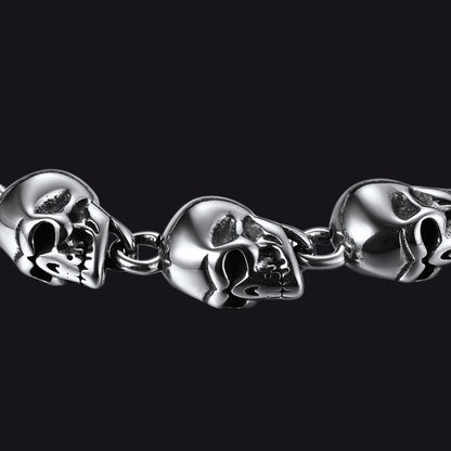 Gothic Linked Chain Skull Bracelet for