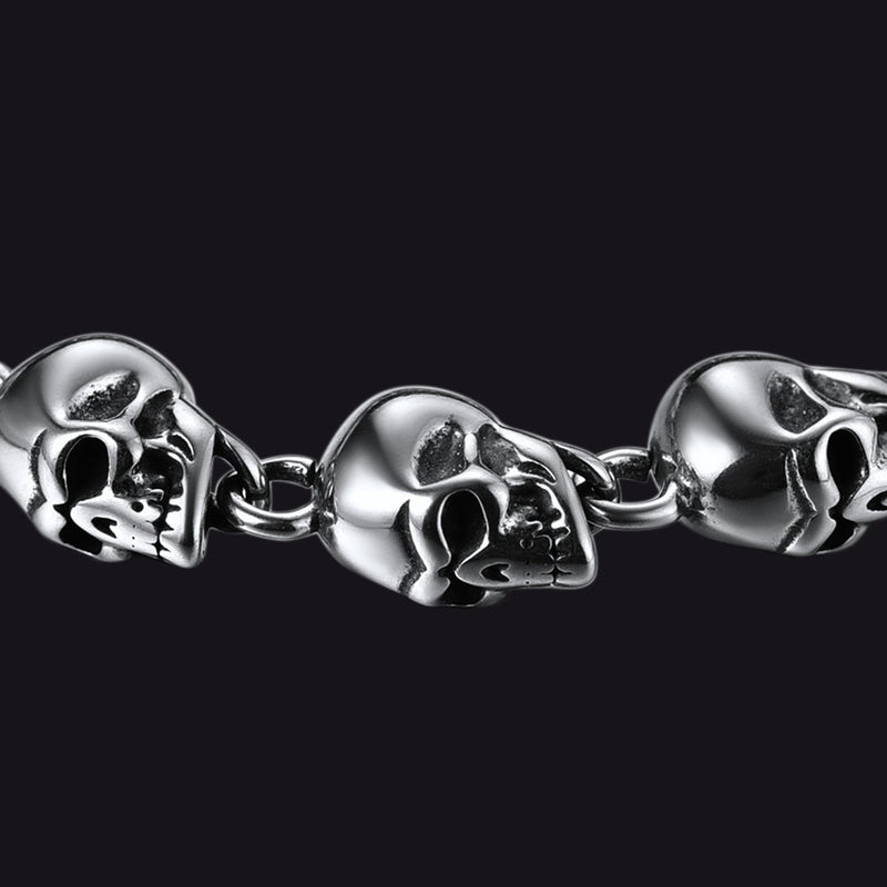 Gothic Linked Chain Skull Bracelet for