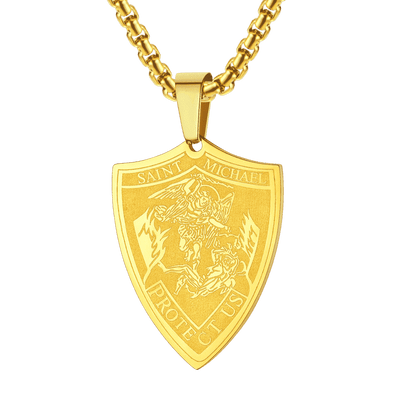 Saint Michael Necklace Archangel Shield Pendant for