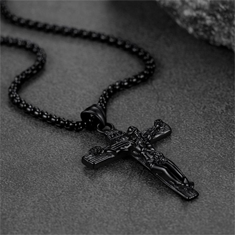 Catholic Crucifix Cross Necklace Jesus Pendant for