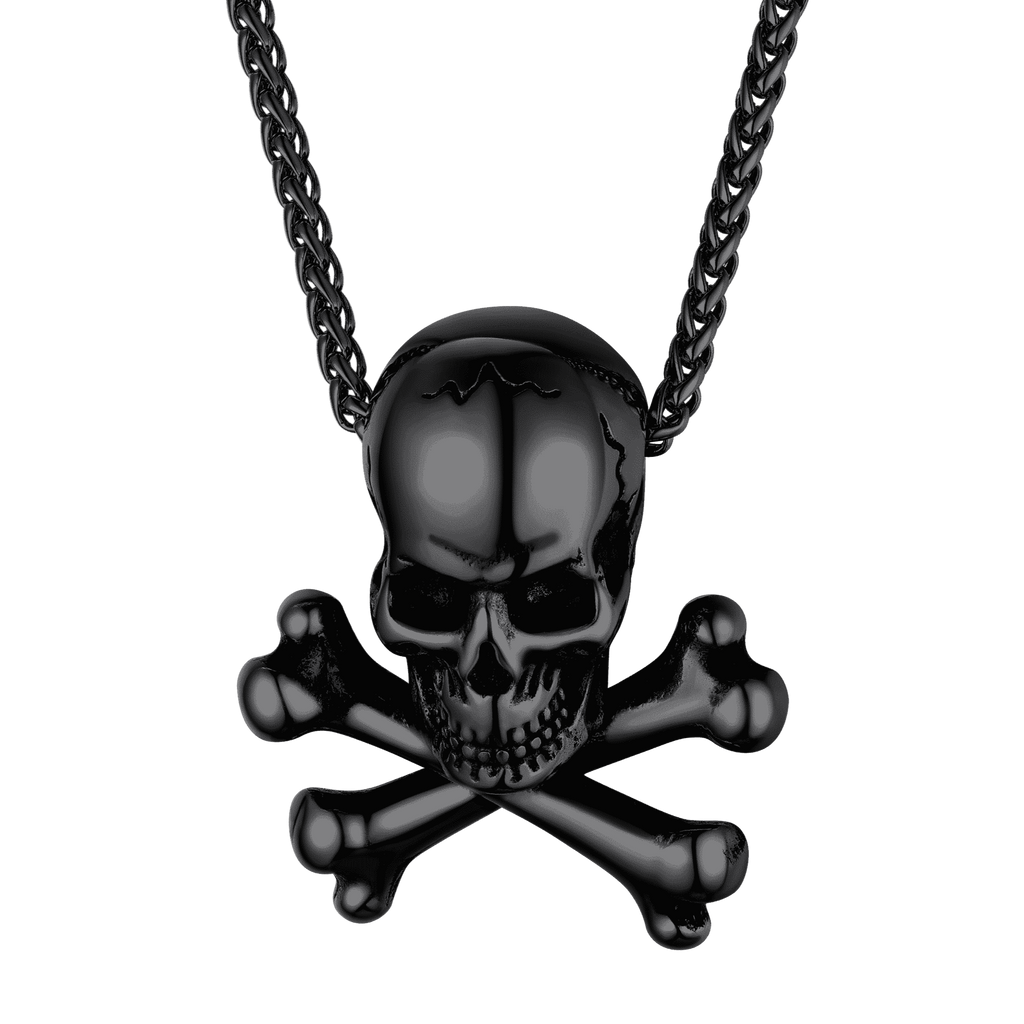 Gothic Pirate Skull Crossbones Necklace for