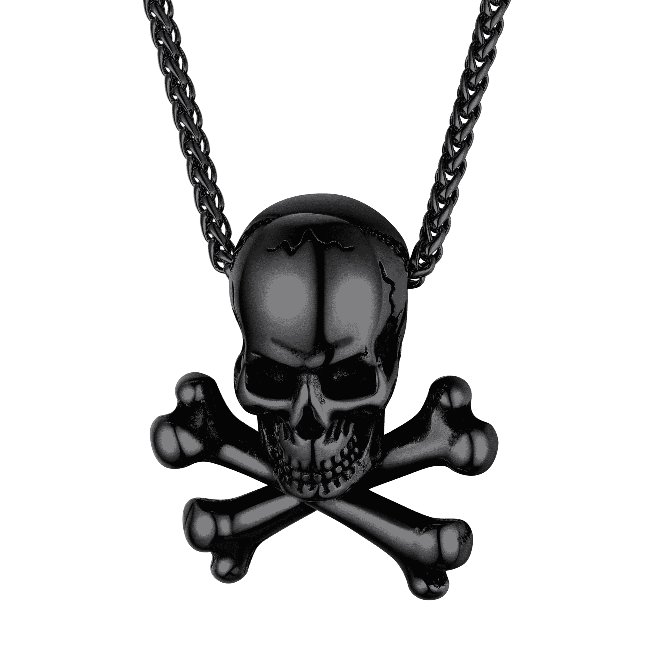Gothic Pirate Skull Crossbones Necklace for