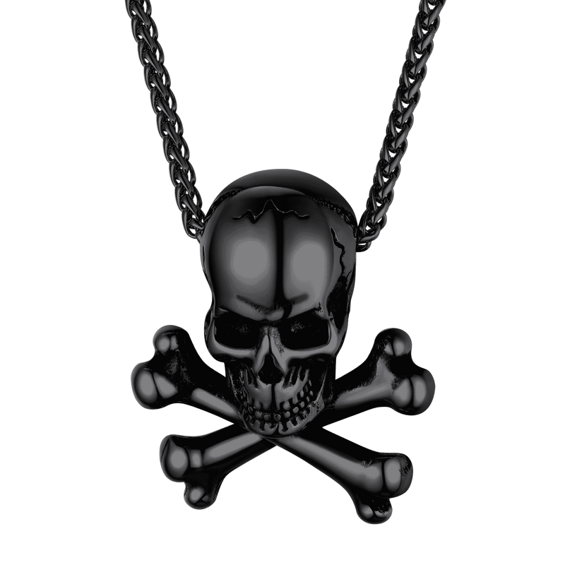 Gothic Pirate Skull Crossbones Necklace for