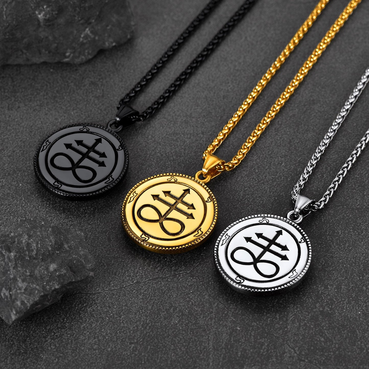 Baphomet Satanic Goat Leviathan Cross Necklace for