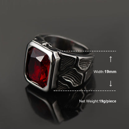Lava Ruby Ring Stainless Steel Ring for