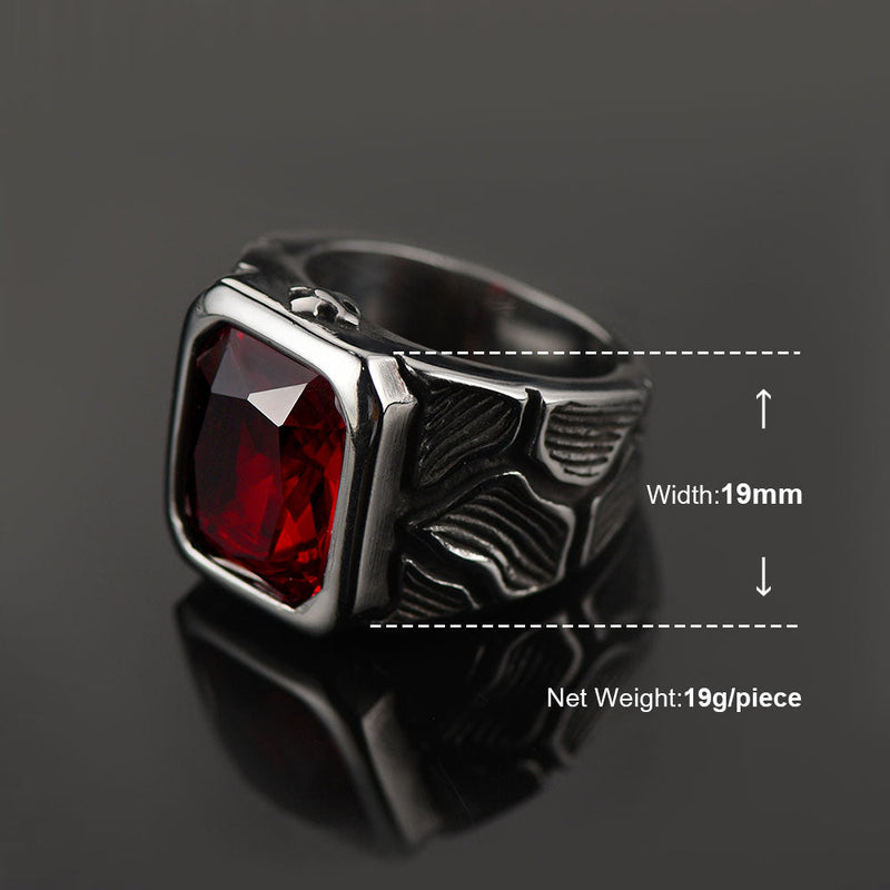 Lava Ruby Ring Stainless Steel Ring for