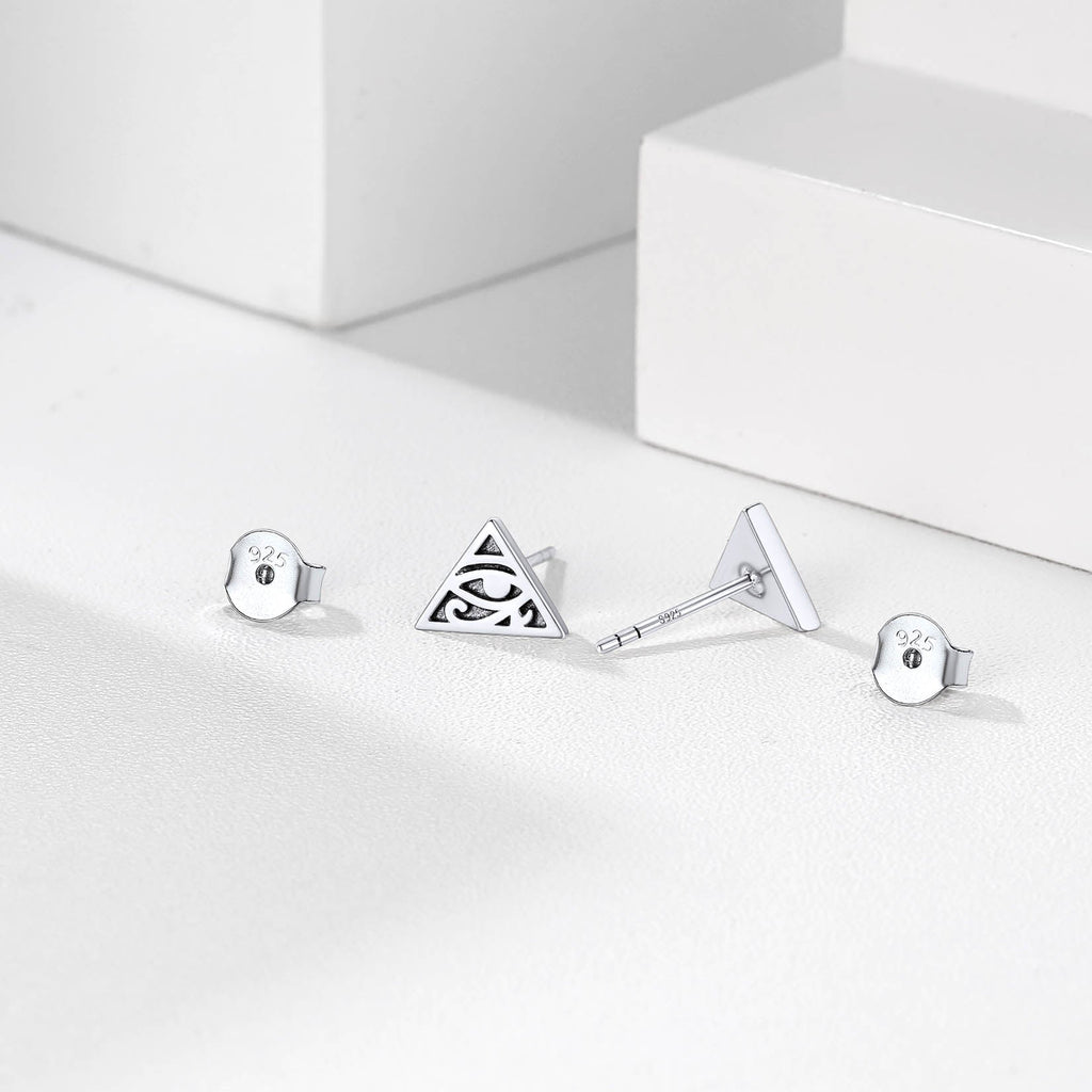 Sterling Silver Eye of Ra Stud Earrings for