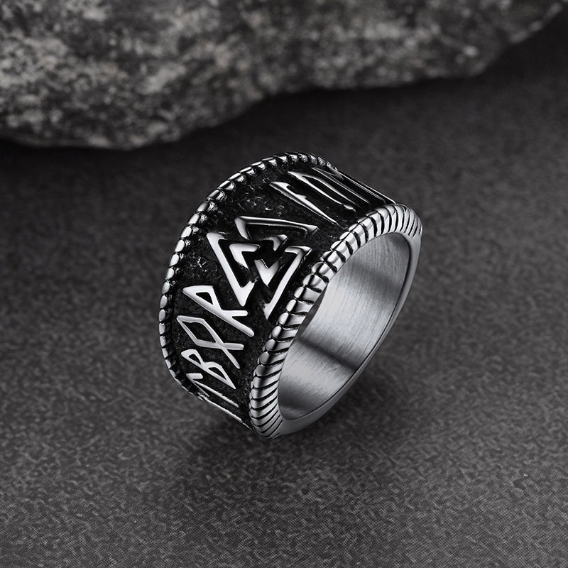 Norse Viking Valknut Ring With Rune for