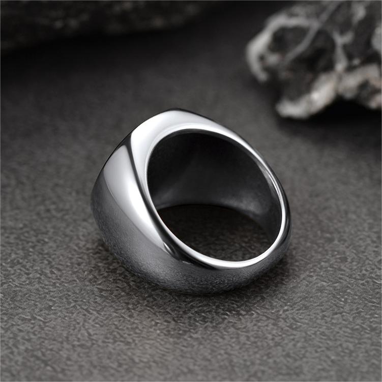 Round Black Onyx Signet Ring for Stainless Steel
