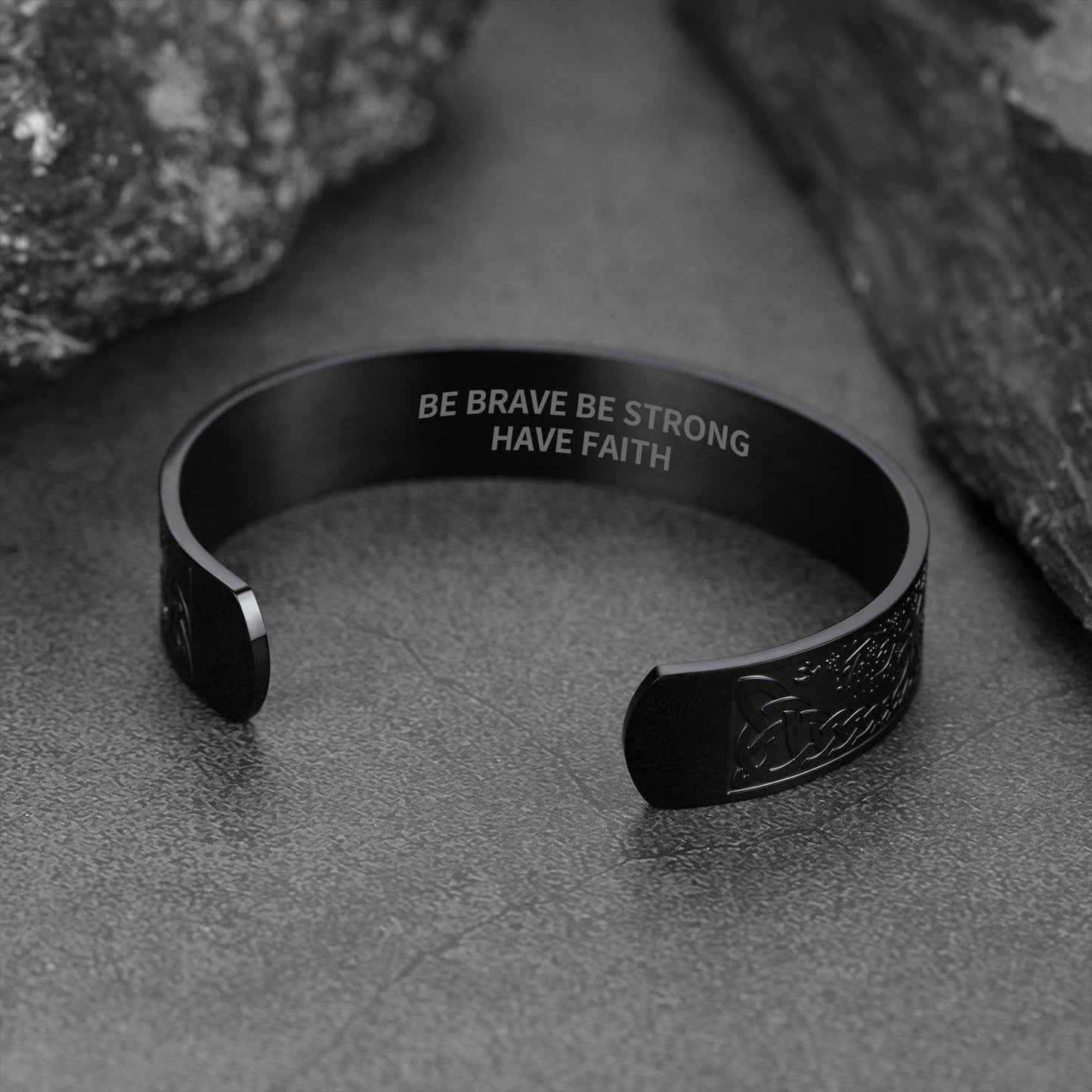 Engraved Viking Jewelry Bangle Bracelet With Celtic Tree of Life