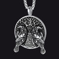 Viking Huginn and Muninn Ravens Coin Necklace for