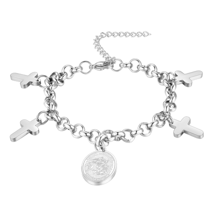 Patron St. Michael Charm Bracelet With Cross for