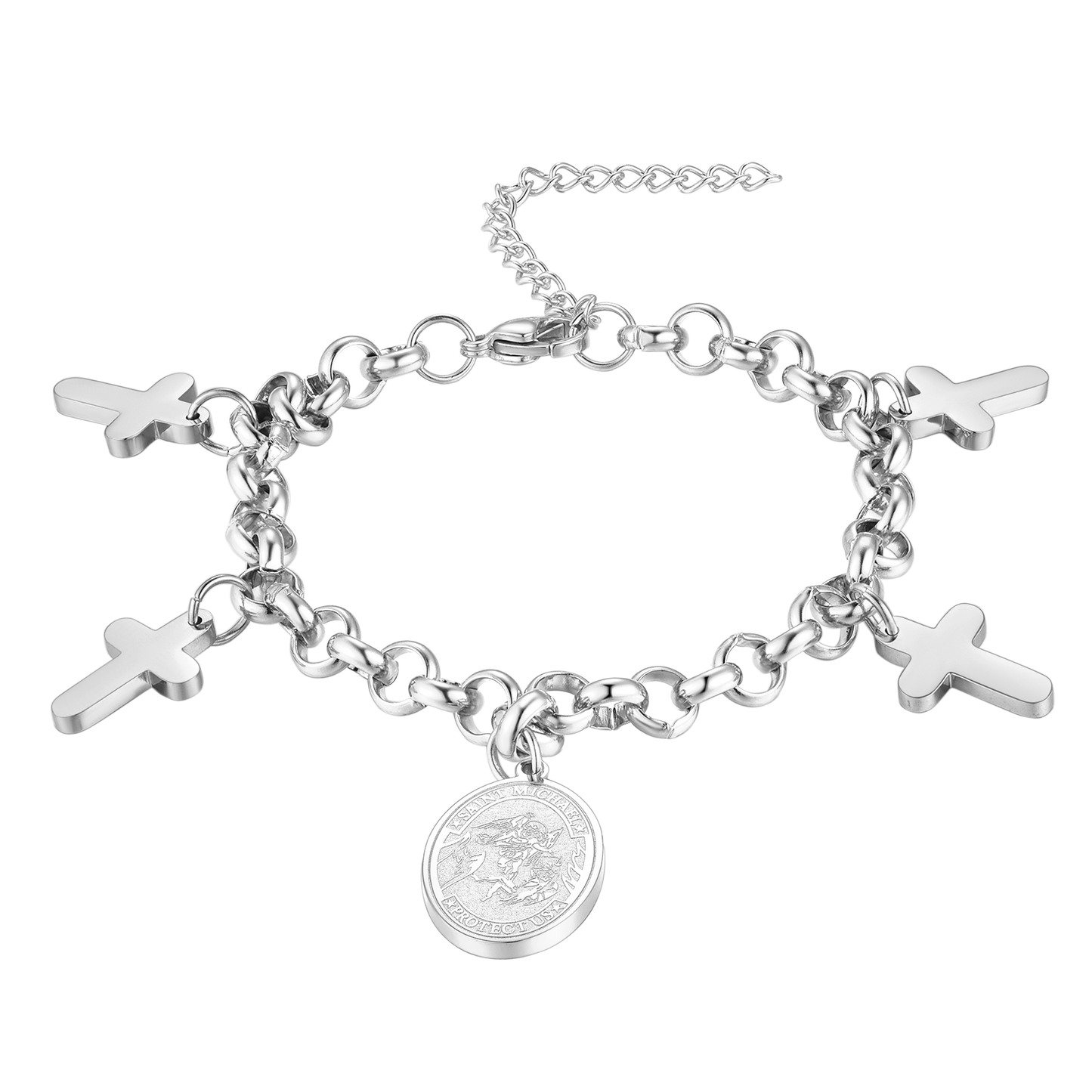 Patron St. Michael Charm Bracelet With Cross for
