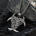 Viking Triple Horn of Odin Necklace Crescent Triquetra Charm Amuelt for