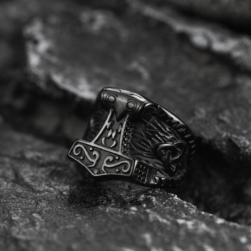 Viking Mjolnir Signet Ring Thor's Hammer Ring for