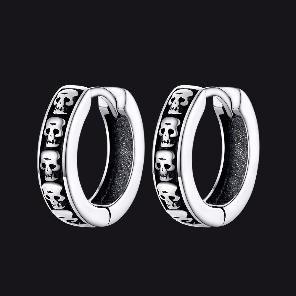 Gothic Skull Huggie Hoop Earrings for