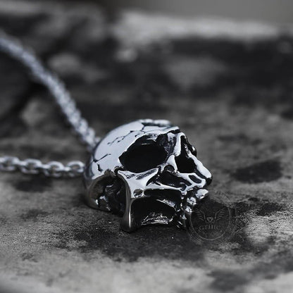 Damaged Half Face Skull Necklace