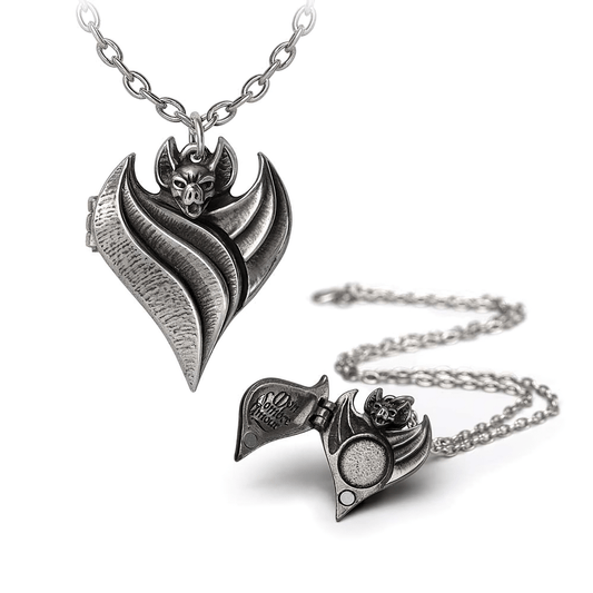 Dark Heart Bat Locket Pendant With Hidden Message