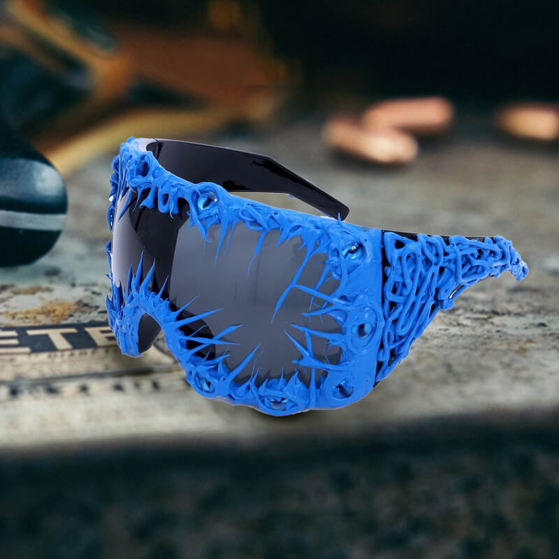 Dark Gothic Black Python Drip Glue Square Pc Sunglasses