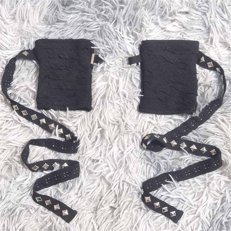 Dark Punk Studded Strap Half-finger Sleeve Gloves