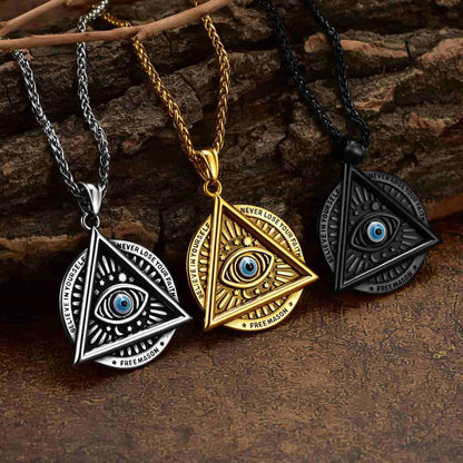 Masonic Triangle All Seeing Eye Necklace for