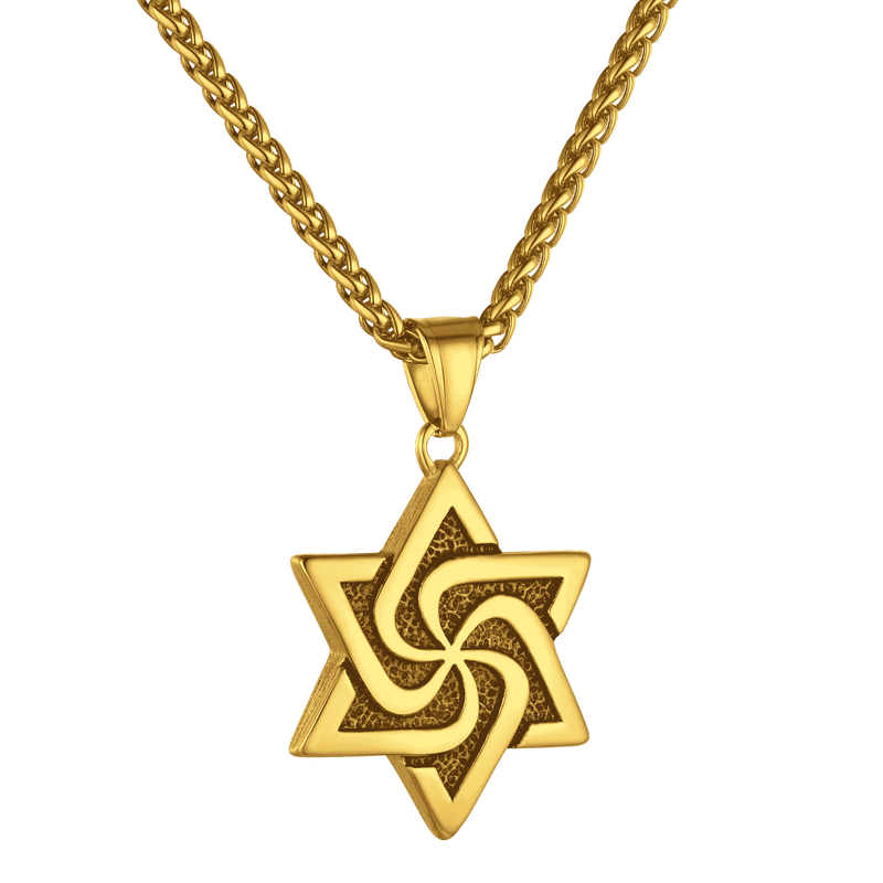 Retro Jewish Star of David Necklace for