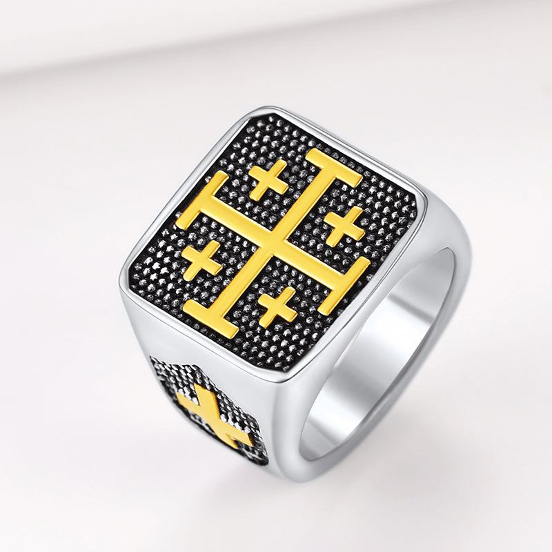 Faithheart Jerusalem Cross Signet Ring for