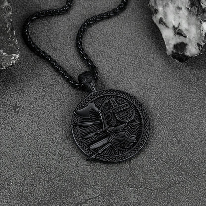 Norse Viking Odin Warrior Pendant Necklace for