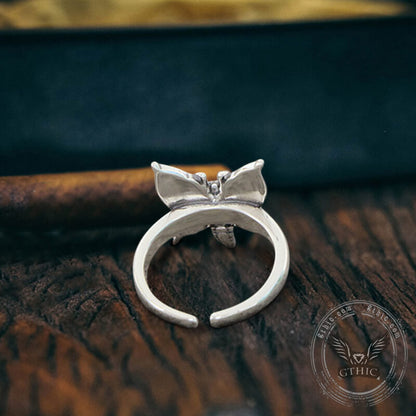 Death Moth Sterling Silver Open Skull Ring