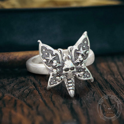 Death Moth Sterling Silver Open Skull Ring