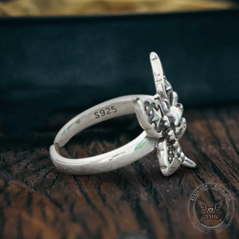 Death Moth Sterling Silver Open Skull Ring
