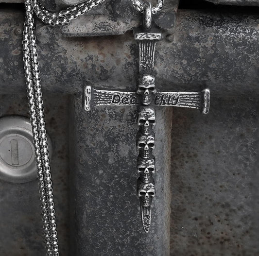 Deathly Skull and Cross Stainless Steel Pendant