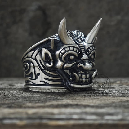 Demon Cyber Oni Mask Sterling Silver Ring