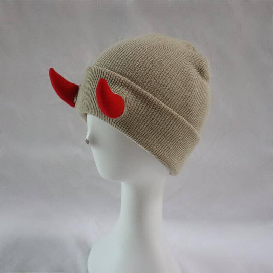 Demon Horned Knitted Beanie Hat