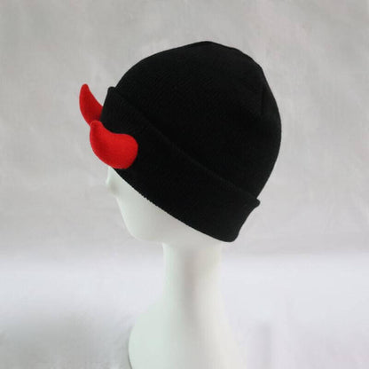 Demon Horned Knitted Beanie Hat