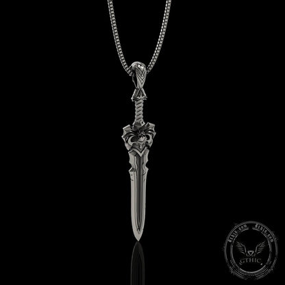 Demon Skull Sterling Silver Sword Weapon Pendant