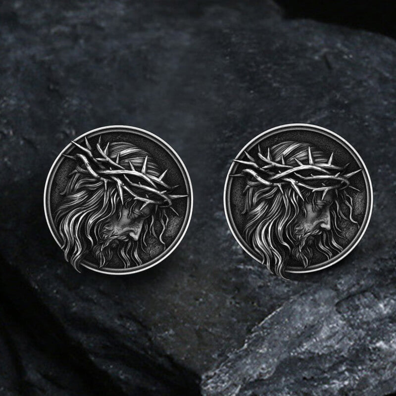 Detailed Jesus Christ Pure Tin Cufflinks