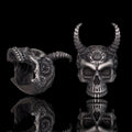 Devil Horned Skull Sterling Silver Gothic Ring