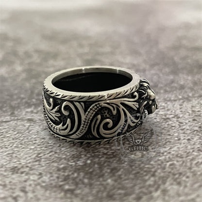 Domineer Lion Head Sterling Silver Animal Ring