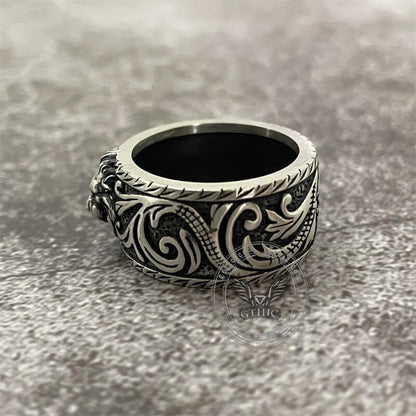Domineer Lion Head Sterling Silver Animal Ring