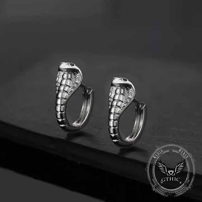 Domineering Cobra Shaped Sterling Silver Earrings