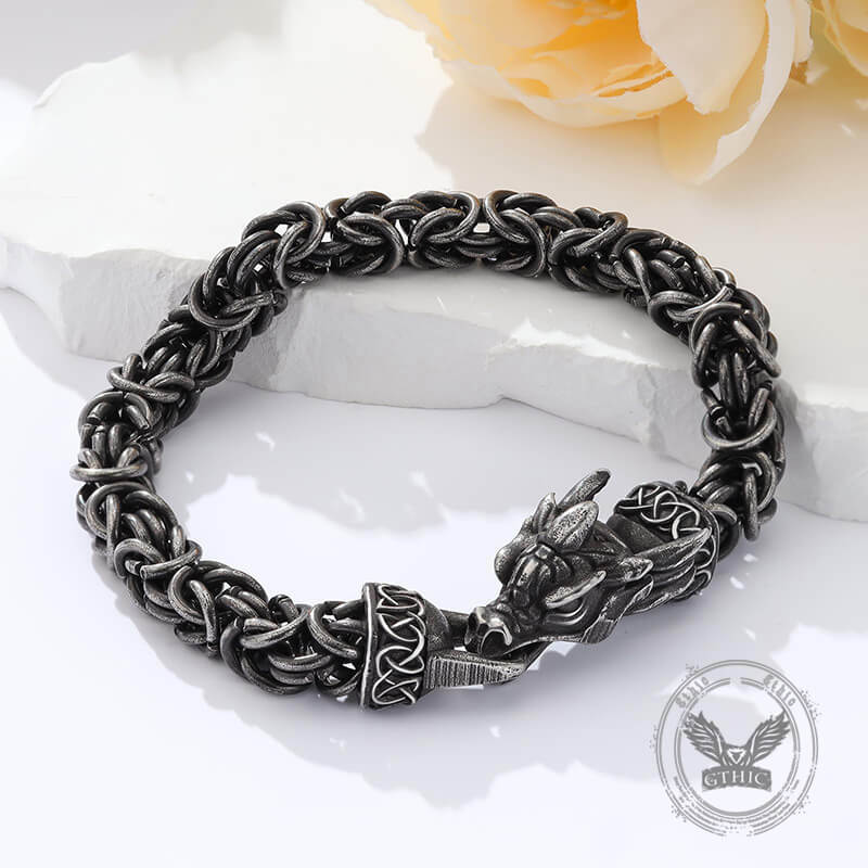 Domineering Dragon Byzantine Stainless Steel Nordic Bracelet
