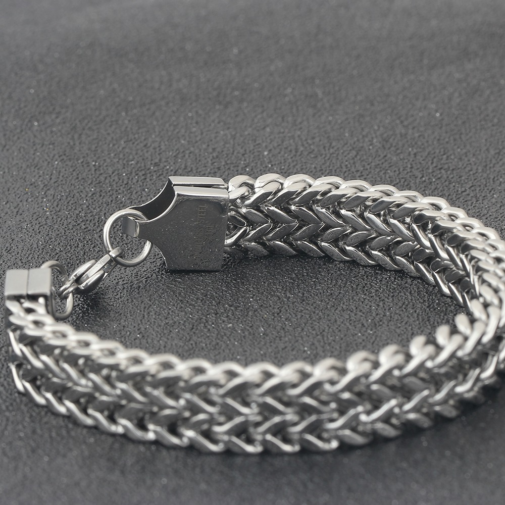 Double Side Chain Bracelet With Clasp / and Stainless Steel Wristband