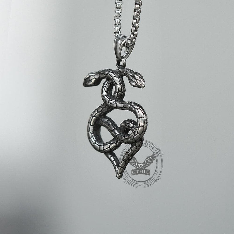 Double-snake Winding Stainless Steel Pendant